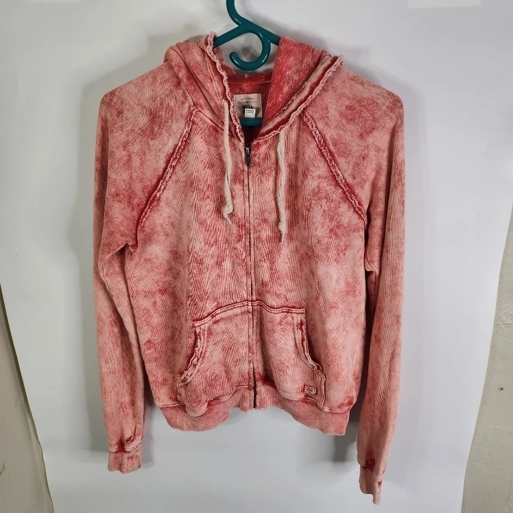 Billabong Hoodie Women's Small Pink Embroidered Logo Drawstring Long Sleeve